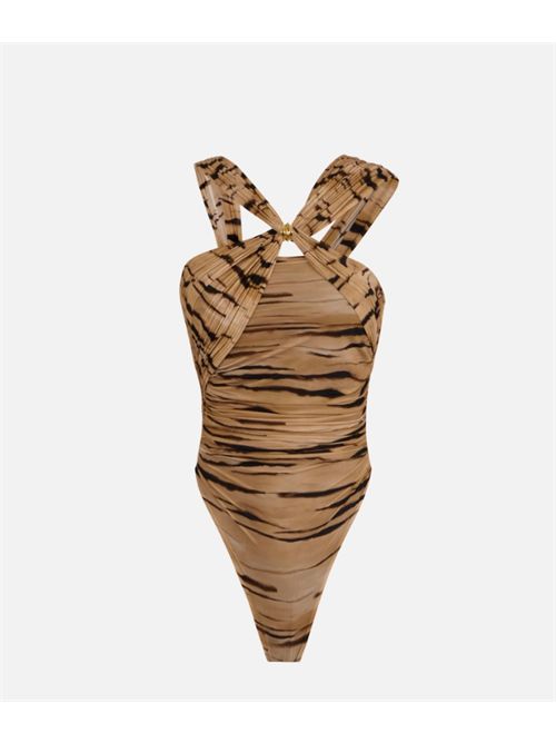 BODYSUIT WITH TIGER PRINT ELISABETTA FRANCHI | BO03362E2470 cammello